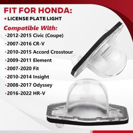 Svicari License Plate Light Cover Lampshade Fit for Honda Accord CR-V Civic Fit Odyssey Insight Crosstour Pilot Element HR-V for Acura 2PCS