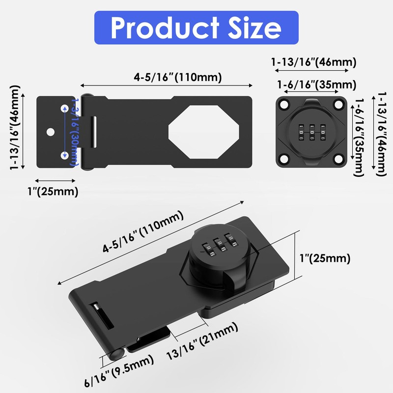 Mechanical Password Rotary Hasp Locks, Cabinet Locks with Combination, Door