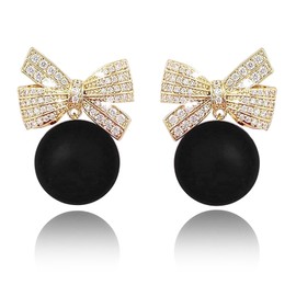 Christmas Earrings Pearl Bow Earrings Pearl Drop Earrings for Women Rhinestone Bow Earrings for Women Trendy Stuff Dainty Jewelry Christmas Gifts 2024
