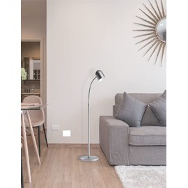 5 Watt LED Floor Lamp, Satin Chrome Finish, 53 Inch Standing Dimmable Floor Lamp for Home Decor, Bedroom, Living Room, or Office, Great for Reading, Ambient Lighting, and More, 5 Year Warranty