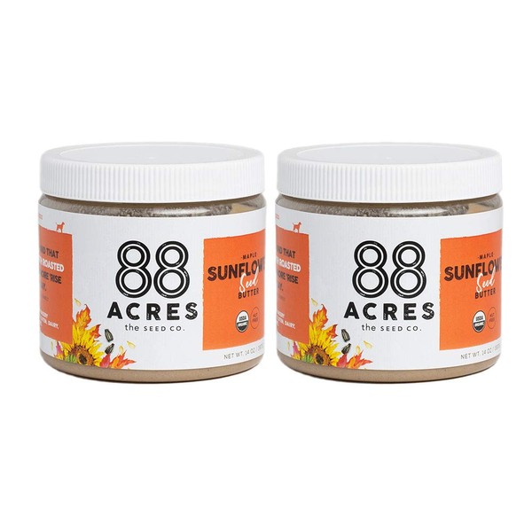 88 Acres Organic Sunflower Seed Butter | Maple | Keto-Friendly, Vegan, Gluten Free, Dairy Free, Nut-Free Non GMO Seed Butter Spread | 2 Pack, 14 oz