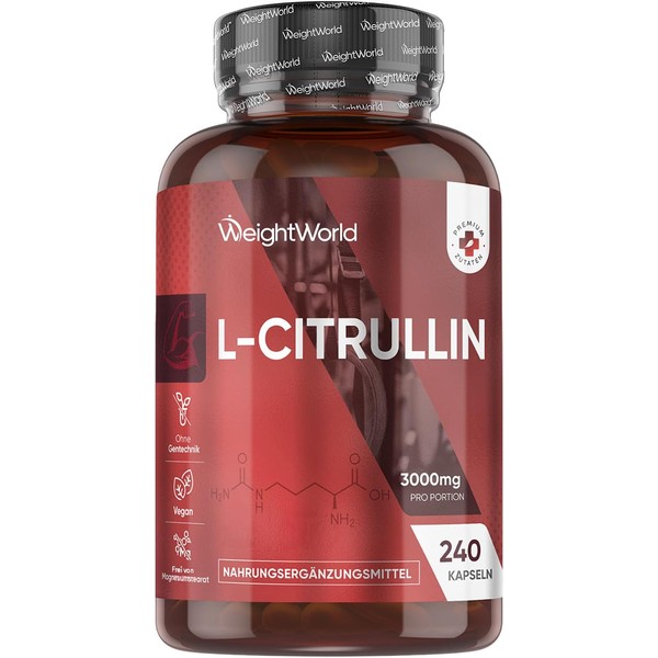 L-Citrulline 3000 mg per serving, 240 vegan citrulline capsules, 4
