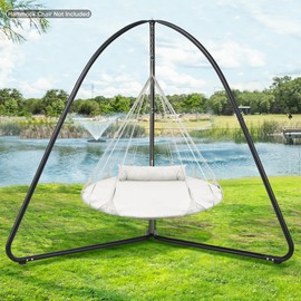 SUNCREAT Tripod Hanging Chair Stand – 400lbs Capacity, Heavy Duty Steel, Rust Resistant, Stable Hammock Frame for Air Porch, Indoor/Outdoor Use – Swing Not Included, Black