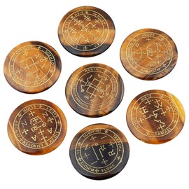 mookaitedecor Chakra Stones Set Engraved Polished Reiki Chakras Healing Stones Palm Stones for Reiki Balancing