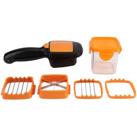 5 in 1 Multifunction Vegetable Cutter Fruit Salad Garlic Chopper Kitchen Tool Stainless SteelOrange