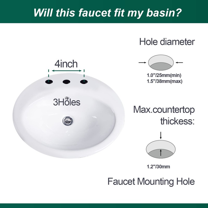 HAMOLER 4 Inch Centerset Waterfall Bathroom Faucet 3 Hole Lavatory