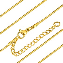 ChainsHouse 14K Gold Snake Chain Necklace for Men Women, Classic Delicate Birthday Party Jewelry Gift, Simple 1mm Thin Italian Necklace Chains for Male, 22 Inches