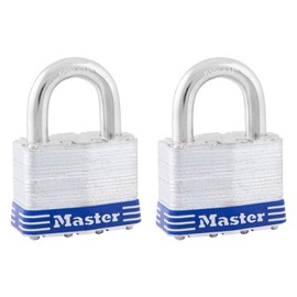 Master Lock 5T Outdoor Padlock with Key, 2 Pack Keyed-Alike, Silver