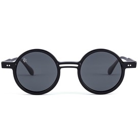 FRSB FREESBEE Acetate Round Sunglasses Polarized Trendy Fashion Glasses UV Production Men and Woman Sunglasses Durable Spring Summer Sunglasses - Chico (Black)