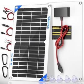 SUNAPEX 12V 10 Watt Solar Trickle Charger Maintainer - Waterproof Solar Powered Battery Charger - Solar Panel Kit Built-in Smart Charge Controller for Car Rv Trailer Truck Boat Automotive Marine