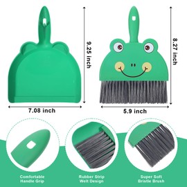Tyqour Green Dustpan and Brush Sets Portable Dust Pan and Brush Cute Brush and Pan Set Durable Mini Dustpan and Brush Dustpan Brush Table Desktop Cleaning Supplies for Tabletop Debris Keyboards