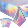 SAJOO 3 Packs Iridescent Plastic Tablecloths 54 x 108 Inch