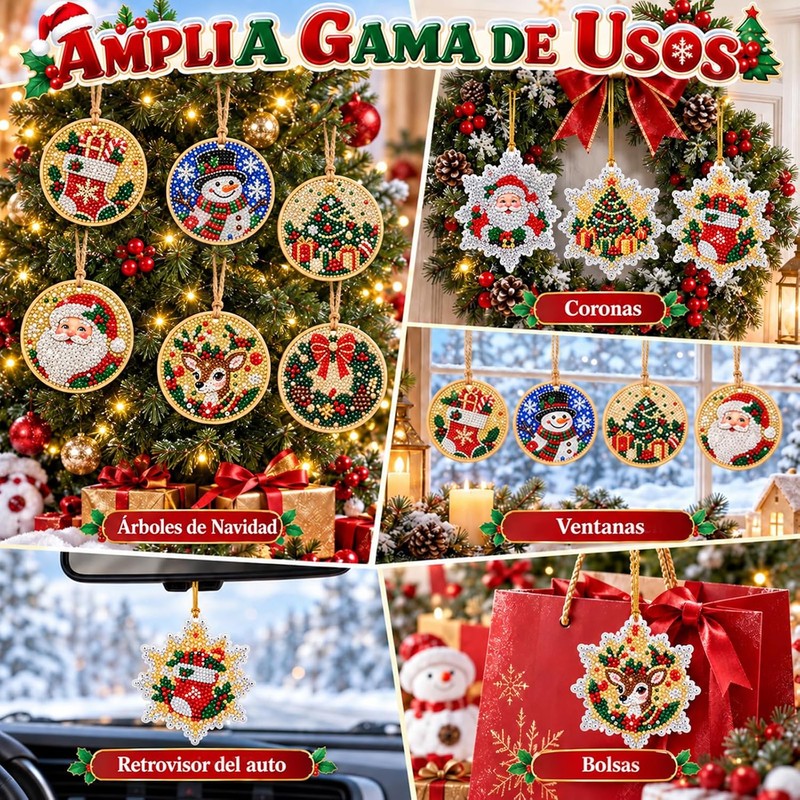 6PCS Kit de Pintura con Diamantes de Perlas para Navidad