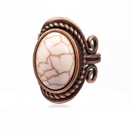 Rustic Couture's Western Jewelry Adjustable Vintage Bohemian Turquoise Knuckle Cuff Ring for Women Cowgirl RCR-01-105WH