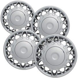 15 inch Hubcaps Best for 1997-2005 Buik Century - (Set of 4) Wheel Covers 15in Hub Caps Silver Rim Cover - Car Accessories for 15 inch Wheels - Snap On Hubcap, Auto Tire Replacement Exterior Cap