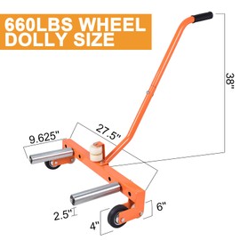 AA in DY016 Heavy-Duty Adjustable Tire Wheel Dolly for Workshop, Garage, Orange, 660lbs