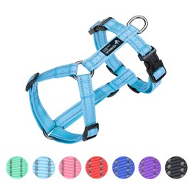 EXCELLENT ELITE SPANKER No Pull Dog Harness Reflective Nylon Vest L-Shaped Adjustable Easy Pet Harness for Small Medium Large Breeds Dogs Walking Training Black Red(Light Blue-S)
