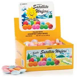 Gerrit's Satellite Wafers Candy - Pack of 240 - Filled with Assorted Beads - Light, Crispy, and Nostalgic Flying Saucer Candy Wafers