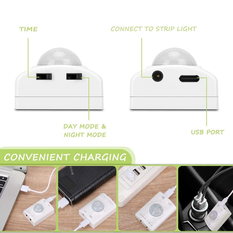 LUXJET 2 Pack Warm White Motion Sensor LED Strip Lights