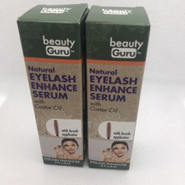 AromaGuru Beauty Guru Natural Eyelash Enhance Serum With Castor Oil W/brush Applicator 2p