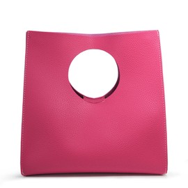 HOXIS Vintage Minimalist Style Soft Pu Leather Handbag Clutch Small Tote (Hot Pink)