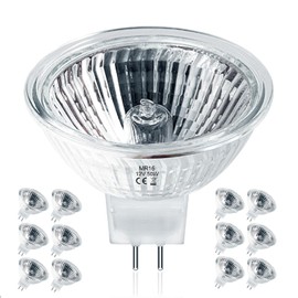 Jaenmsa MR16 Halogen Bulbs 50w 12V GU5.3, MR16 Halogen Light Bulbs 2 Pin, 12 Pack Dimmable Indoor Flood 50w Halogen MR16 Small Light Bulb for Landscape/Track Light Bulbs 2700K Warm White