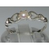 LetsBuyGold 925 Sterling Silver Cultured Pearl Womens Solitaire Engagement Ring