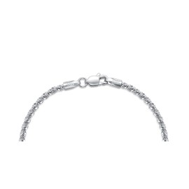 LELOUCHY Solid Sterling Silver Sparkle Gypsophila Chain Bracelet for Women Silver Chain Jewellery - Lobster Claw Clasp 2mm 6.5 Inch