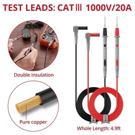 BINTA 25PCS Silicone Multimeter Test Leads Kit CAT Ⅲ 1000V 20A with Replaceable Test Probes 4PCS Large/Medium Alligator Clips Tweezer, Professional Leads Kit for Industrial Car Home Electrical Testing