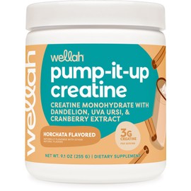 Wellah Pump-It-Up Creatine Horchata Flavored (50 Servings) - Creatine Monohydrate with Dandelion, Uva Ursi, & Cranberry Extract
