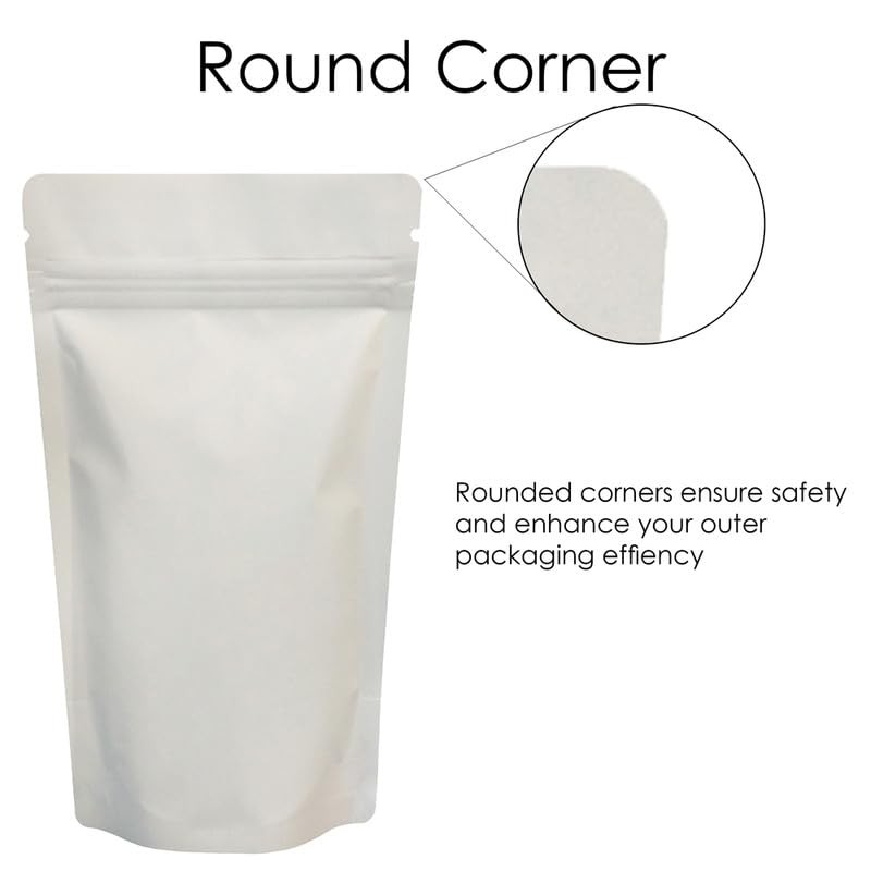 RIGHTPAK White Matt Stand Up Pouches with Resealable Zipper &