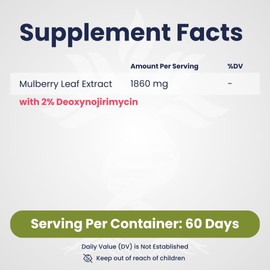 AZ Biotech White Mulberry Leaf Extract with 2% Deoxynojirimycin (DNJ), 620 mg, 180 Vegan Capsules, Non-GMO, Gluten-Free Herbal Supplement
