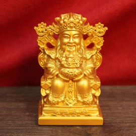 Dinaauto Chinese Feng Shui God of Wealth Statue, Golden Buddha Figurine, Home Decor and Business Gift (God of Wealth)