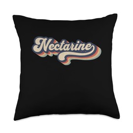 Retro Vintage Nectarine Outfits for Fruit Lovers Retro Vintage Lover-Nectarine Throw Pillow, 18x18, Multicolor