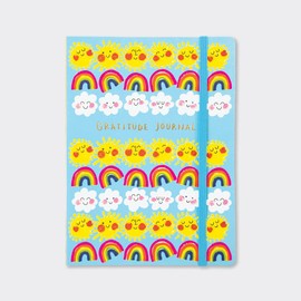 Rachel Ellen Gratitude Journal Blue Sunshine Rainbows Chunky Notebook, 240 lined pages, elastic closer