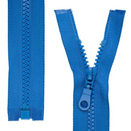 Separable Zipper, 2 Pack, 45cm Rail Length, in White, 1-Way Open End #5, 5.75mm Rail Width, 34mm Bandwidth, Replacement Plastic Zipper, Plastic Zip #5