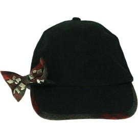 August Accessories Bow Studded Checks Please Baseball Cap Hat One Size Black