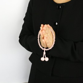 京仏壇はやし 女性用数珠 正絹 くみひも梵天房 紅水晶 【数珠袋付き】 W-001 京都 ※この念珠はすべての宗派でお使いいただけます