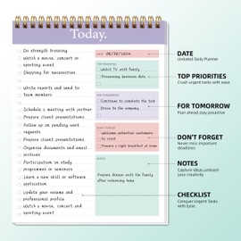 To Do List Notepad - Daily Planner Notepad Undated 52 Sheets, 6.5" x 9.8" Planning Pad Checklist Productivity Note Pad for Work and Personal Organized