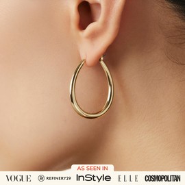 Ana Luisa Thin Hoop Earrings - Cuidado Hoop Earrings - 14K Gold Plated and Silver Rhodium Plated Hoops - Hypoallergenic, Water-Resistant, Tarnish-Free - Stylish Gold, Silver Hoop Earrings for Women (Gold)