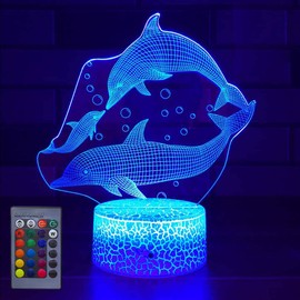3D Dolphin Lamp Night Light Remote Control USB Power 7/16 Colours 3D LED Lamp Shapes Children Bedroom Birthday Christmas Gifts