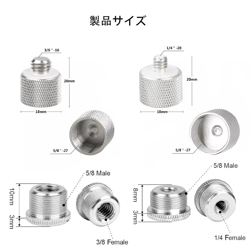 Nivithi Microphone Stand Adapter, Camera Screw Conversion, 1/4 inch Male