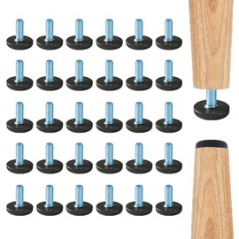 WAFJAMF 32 PCS M6 Thread Adjustable Furniture Levelers Screw in Threaded, Adjustable Levelers Feet Screw On Furniture Glide Leveling for Table, Chair, Furniture Legs