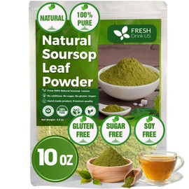 FRESHDRINKUS, Premium 10oz Soursop Leaf Powder, 100% Natural and Pure from Soursop Graviola Leaves, Soursop Leaf Tea, Hoja Guanabana, No Additives, No Gluten, No Sugar, Vegan