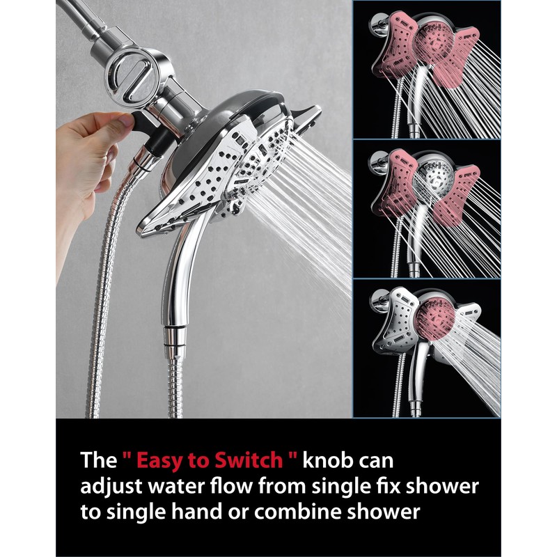 GRICH Filtered Shower Head with Handheld: 2.5GPM Shower Heads with