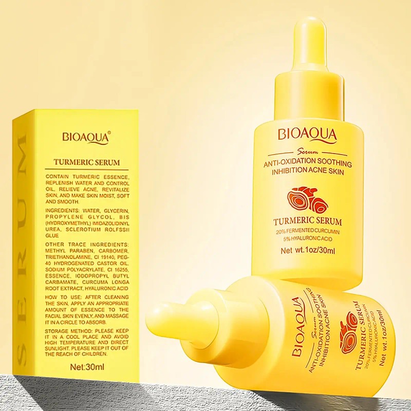 Sérum Facial Bioaqua de Cúrcuma con Ácido Hialurónico para Iluminar