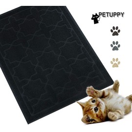 PETUPPY Premium Durable Cat Litter Mat, XL Size 47"X36"- No Phthalate- Non-Slip-Water Resistant- Easy to Clean-Soft On Kitty Paws-Traps Litter from Litter Box(Extra Large Gray Khaki)