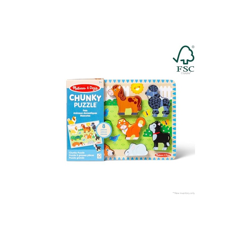 Melissa Doug - Pets Chunky Juego Puzzle con 8 Piezas,