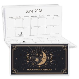 KONVINIT Pocket Calendar 2025-2026, Moon Phase Monthly Planner 3.5”×6.5” - Runs From Jan.2025 Until Dec.2026, Daily Lunar Calendar 2025 with PVC Cover for Planning & Moon Tracking