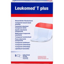Leukomed Transp.Plus Sterile Plasters 5 x 7.2 cm Pack of 5